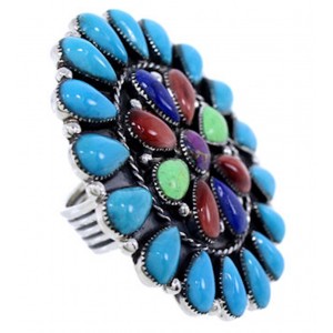 Multicolor Silver Jewelry Large Statement Ring Size 6-3/4 BW72179 