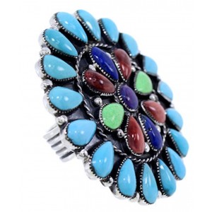 Sterling Multicolor Southwest Large Statement Ring Size 7-3/4 BW72221