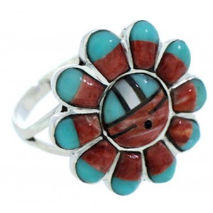 Sterling Silver Multicolor Sun Ring Size 8-3/4 YS72207