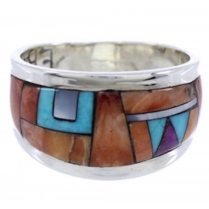 Sterling Silver Southwest Multicolor Jewelry Ring Size 6-1/4 AW72355  