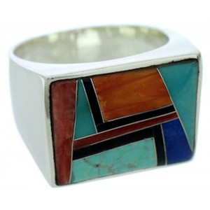 Southwest Jewelry Sterling Silver Multicolor Ring Size 11-1/2 DW72774