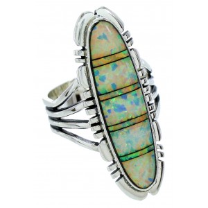 Sterling Silver And Opal Inlay Jewelry Ring Size 8-1/2 BW72841