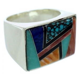 Multicolor Silver Southwest Jewelry Ring Size 9-3/4 YS72812 