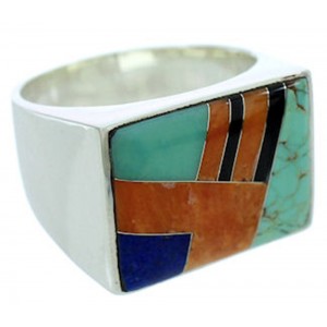 Silver Southwest Jewelry Multicolor Ring Size 12-1/2 YS72884