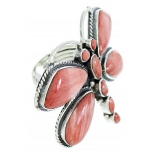 Large Statement Red Oyster Shell Dragonfly Ring Size 7-3/4 PS72680