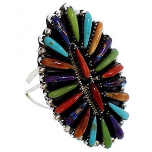 Multicolor Jewelry Southwestern Silver Ring Size 5-3/4 BW73068