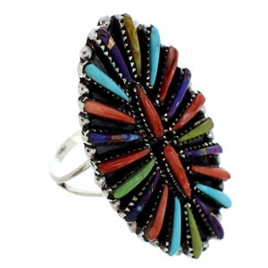 Southwest Silver And Multicolor Jewelry Ring Size 6-3/4 BW73095