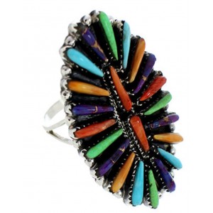 Multicolor And Sterling Silver Ring Size 6-3/4 BW73114