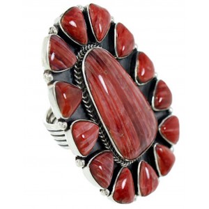 Large Statement Jewelry Red Oyster Shell Ring Size 8-1/2 BW72936