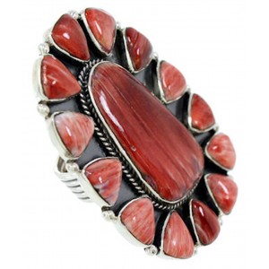 Red Oyster Shell Jewelry Large Statement Piece Ring Size 8-3/4 BW72939