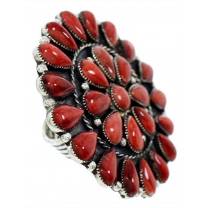 Southwest Jewelry Red Oyster Shell Large Statement Ring Size 7 BW72967