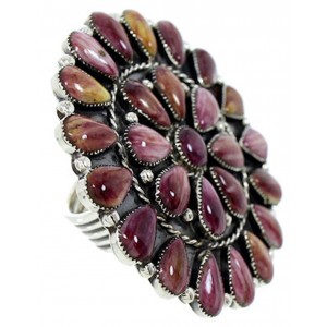 Purple Oyster Shell Large Statement Silver Ring Size 6-3/4 BW73000