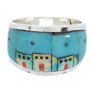 Multicolor Jewerly Native American Design Ring Size 8-1/2 YS73060