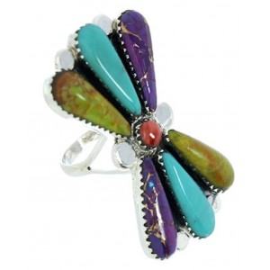 Multicolor Sterling Silver Large Statement Ring Size 7-1/2 BW74475