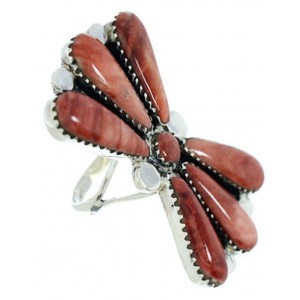 Red Oyster Shell Large Statement Piece Jewelry Ring Size 8-1/2 BW74481