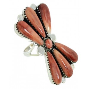 Red Oyster Shell Jewelry Large Statement Piece Ring Size 5-3/4 BW74487