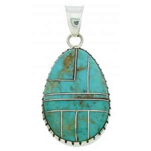 Silver Jewelry Turquoise Inlay Slide Pendant BW74347