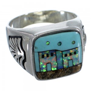 Native American Village Design Silver Multicolor Ring Size 12 PX42230