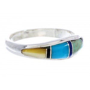 Multicolor Inlay Sterling Silver Southwestern Ring Size 6-1/4 MW74164
