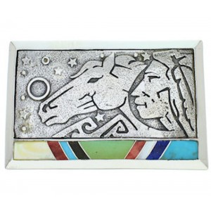 Multicolor Chief Head Horse Southwest Jewelry Belt Buckle AW75364