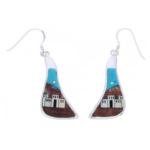 Multicolor Native American Pueblo Or Village Design Earrings EX31661