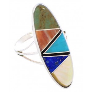 Southwest Genuine Silver Multicolor Jewelry Ring Size 8-3/4 YX33813