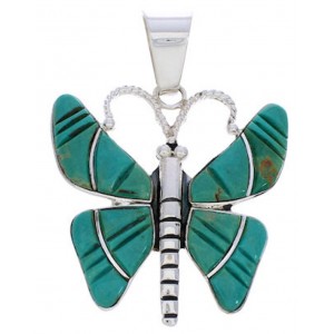 Southwest Turquoise Inlay Silver Jewelry Butterfly Pendant BW75110