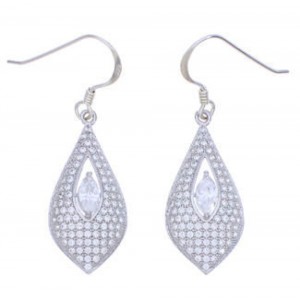 Sterling Silver And Cubic Zirconia Hook Dangle Earrings RS75416