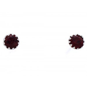 Garnet And Genuine Sterling Silver January Birthstone Post Earrings Jewelry NX88591