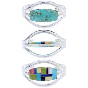 Southwest Silver Turquoise Multicolor Reversible Cuff Bracelet MX27229