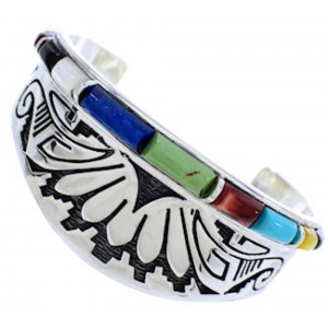 Water Wave Southwest Multicolor Sterling Silver Cuff Bracelet MX27296