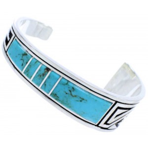 Southwest Turquoise Feather Sterling Silver Cuff Bracelet MX27310