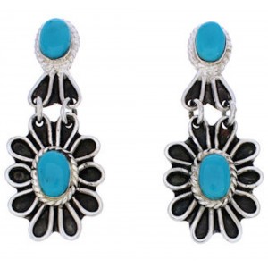 Flower Southwest Sterling Silver Turquoise Earrings MW75967