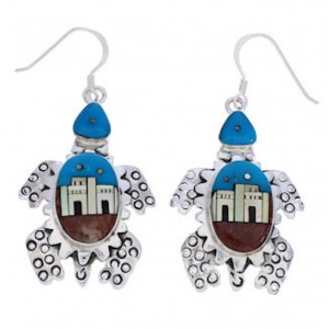 Turtle Native American or Pueblo Design Multicolor Earrings MW75811