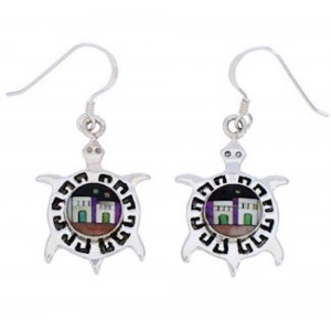 Multicolor Native American or Pueblo Design Turtle Earrings MW75824