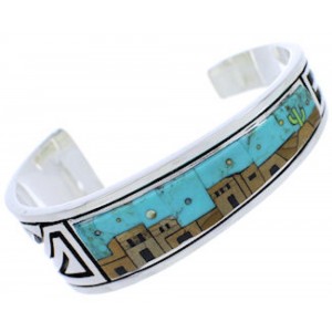 Multicolor Native American Design Feather Cuff Bracelet MW75589