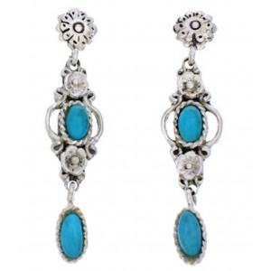 Flower Turquoise Southwestern Silver Earrings MX21882