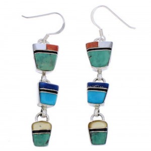 Sterling Silver Multicolor Jewelry Hook Dangle Earrings EX30433