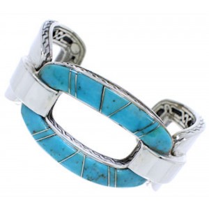 Genuine Sterling Silver Turquoise Inlay Cuff Bracelet MX27056