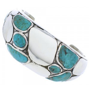 Silver Turquoise Inlay Southwestern Cuff Bracelet MX27089