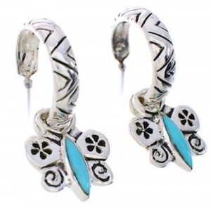 Turquoise Butterfly Flower Interchangeable Hoop Earrings JX23135