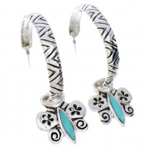 Turquoise Butterfly Flower Interchangeable Hoop Earrings JX23312