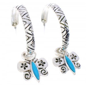 Butterfly Turquoise Flower Interchangeable Hoop Earrings JX23414