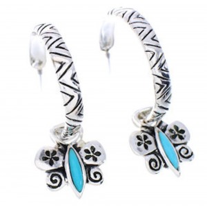 Butterfly Turquoise Flower Interchangeable Hoop Earrings JX23423