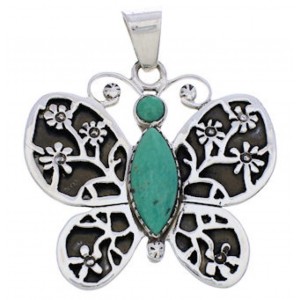 Southwest Butterfly Flower Turquoise Sterling Silver Pendant MX24076