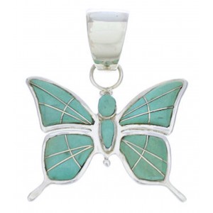 Southwestern Turquoise Inlay Jewelry Butterfly Pendant EX28695