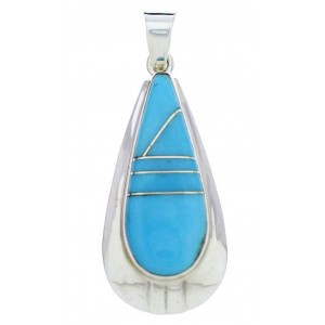Turquoise Inlay Sterling Silver Jewelry Southwestern Pendant PX30307
