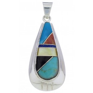 Sterling Silver Multicolor Inlay Southwest Jewelry Pendant PX30334