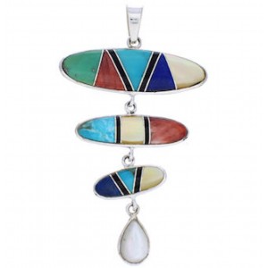 Southwest Turquoise and Silver Multicolor Pendant PX23958