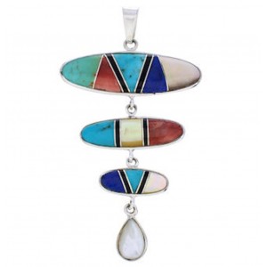 Multicolor Turquoise and Silver Pendant PX23963